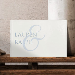 Chic Blue and White Couple Monogram  Guest Book