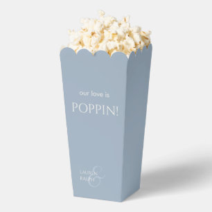 Chic Blue and White Couple Monogram Popcorn Favor Boxes