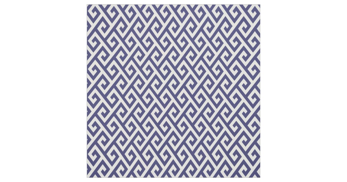 Chic Blue And White Greek Key Geometric Pattern Fabric