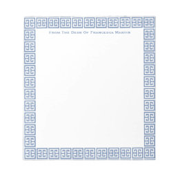 Chic Blue And White Greek Key Lady&#39;s Personalized  Notepad