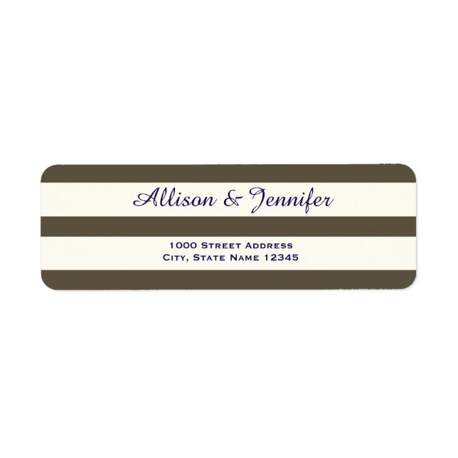 Chic Blue and White Striped Address Label (Front)