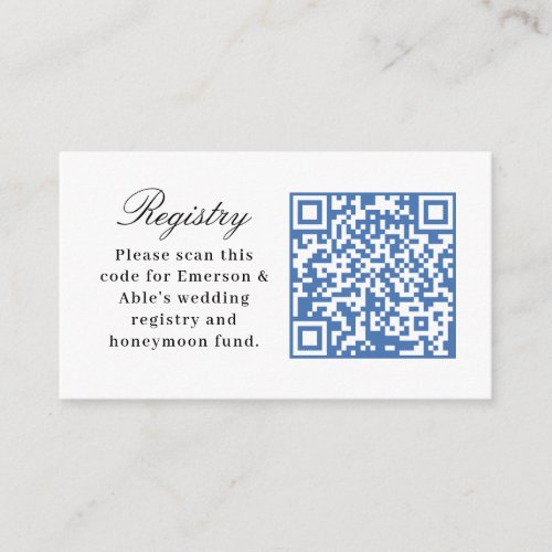 Chic Blue and White Wedding Registry Enclosure Card