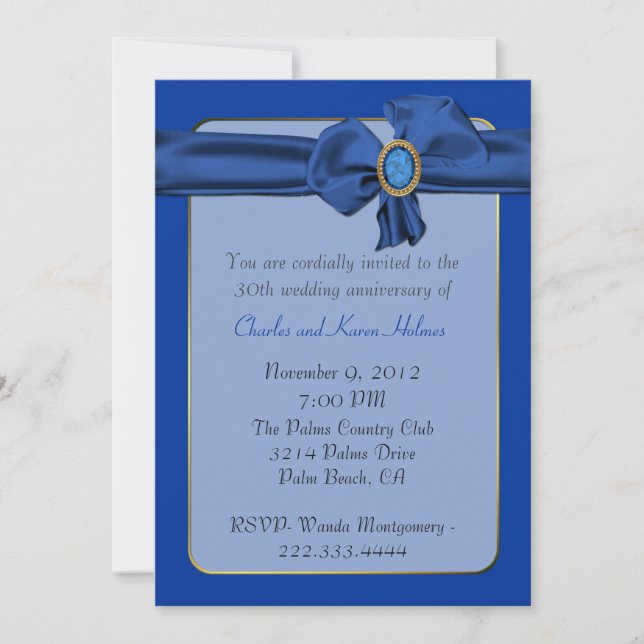 Chic Blue Anniversary Invitation (Front)