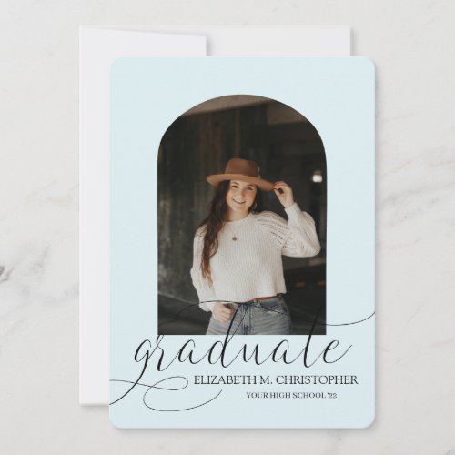 Chic Blue Arch 5 Photo Collage Graduation Announcement