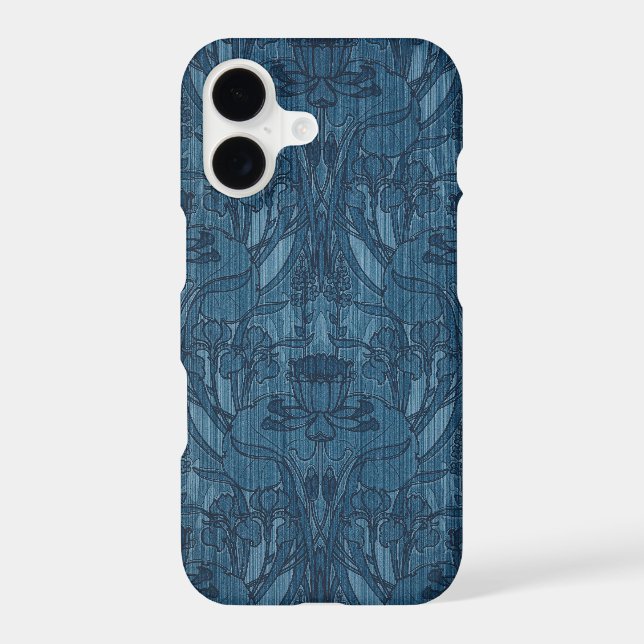 Chic Blue Art Nouveau Iris Botanical Pattern Case-Mate iPhone Case (Back)