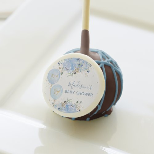 Chic Blue Balloons Blue Floral Boy Baby Shower Cake Pops