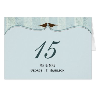 Chic blue bird cage, love birds table numbers