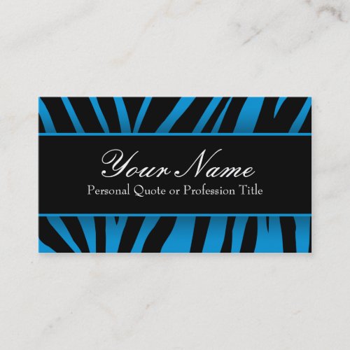 Chic Blue &amp; Black Zebra Stripes Business Cards