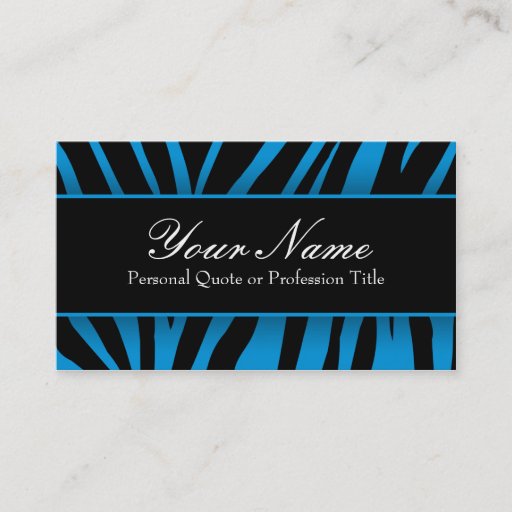 Customizable Chic Blue &amp; Black Zebra Stripes Business Cards