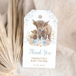 Chic Blue Boho Highland Cowboy Baby Shower Gift Tags<br><div class="desc">This design features an adorable mommy highland cow with her calf surrounded by blue flowers,  pampas grass and muted bohemian elements.</div>