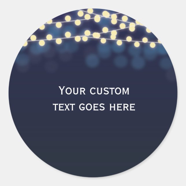 Chic Blue Bokeh Night Sky String Lights Sticker (Front)