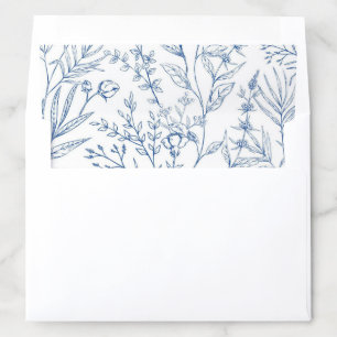 Chic Blue Botanical Floral Wedding Envelope Liner