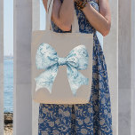 Chic Blue Bow Elegant Tote Bag