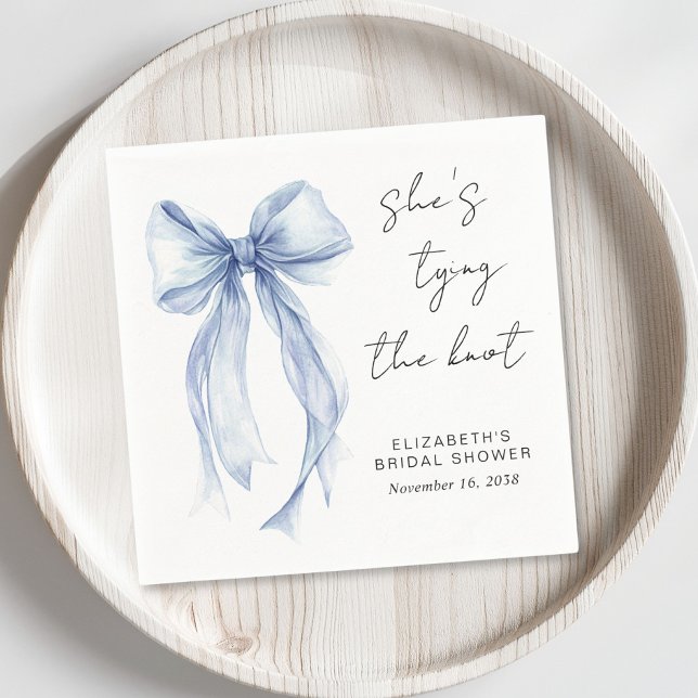 Chic Blue Bow Watercolor Bridal Shower Napkins (Creator Uploaded)