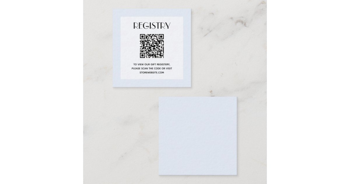 Chic Blue Boy Baby Shower Registry QR Code Enclosure Card Zazzle