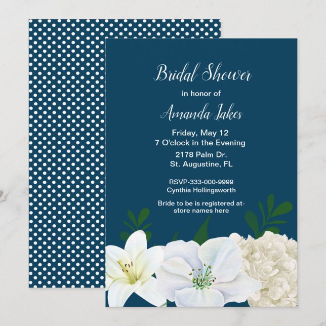 Chic Blue Bridal Shower Invitation (Front/Back)
