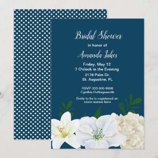 Chic Blue Bridal Shower Invitation