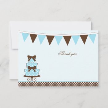 Chic Blue   Brown Boys Baby Shower Thank You Card by Jamene at Zazzle