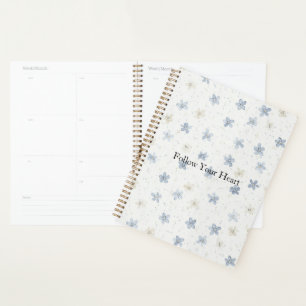 Chic Blue Cream Flowers   Planner