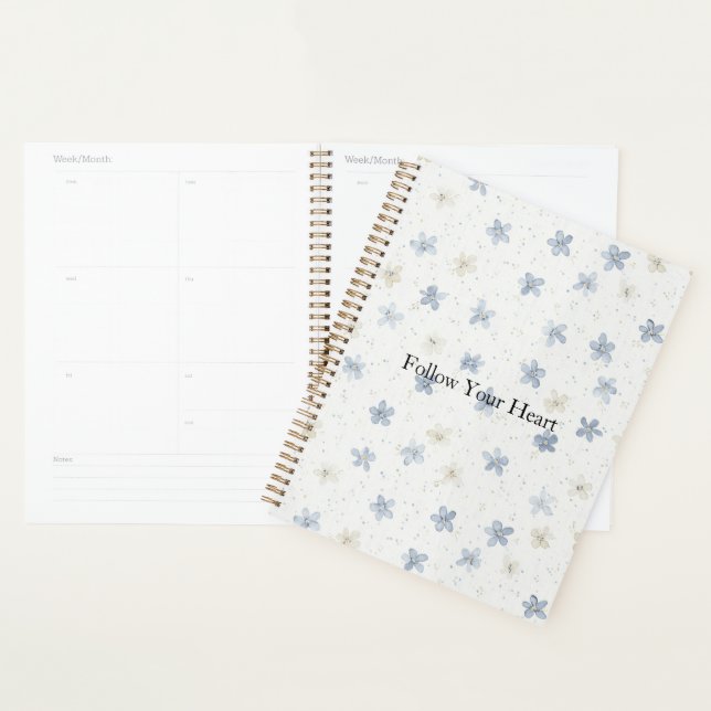 Chic Blue Cream Flowers   Planner (Display)