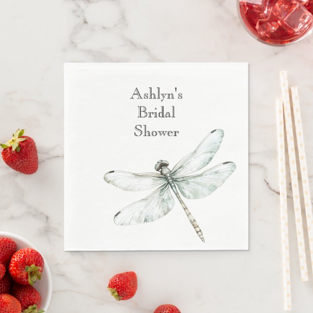 Chic Blue Dragonflies Bridal Shower Napkins (Insitu)