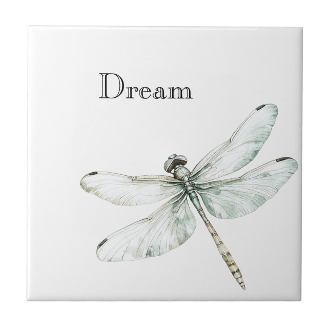 Chic Blue Dragonflies Dream Ceramic Tile (Front)