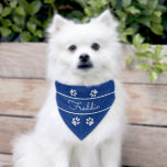 Chic Blue Faux Glitter Customized  Pet Bandana Collar<br><div class="desc">Get ready to show off your pet as you take your dog or cat out for an adventure. Your doggie will love this blue faux glitter dog bandana. This blue dog bandana features a faux blue glitter background with a place to personalize with your pet's name. Four white paw prints...</div>