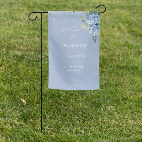 Chic Blue  Floral Hydrangea Event Wedding  Garden Flag