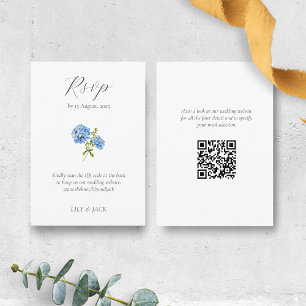 Chic Blue Floral Hydrangea Wedding RSVP  Enclosure Card