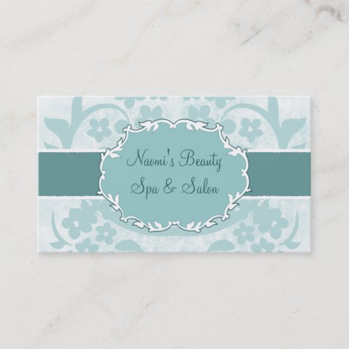 chic blue floral swirls salon business card