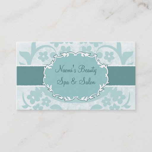 Customizable chic blue floral swirls salon business card