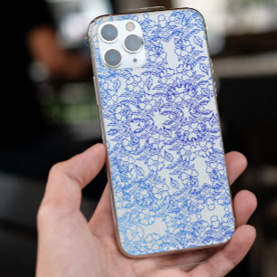 Chic Blue Flower unique aesthetic swirl pattern iPhone 11 Case