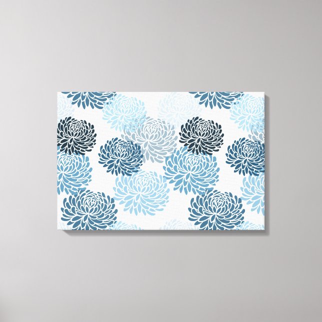 Chic Blue Flowers Canvas Print (Front)
