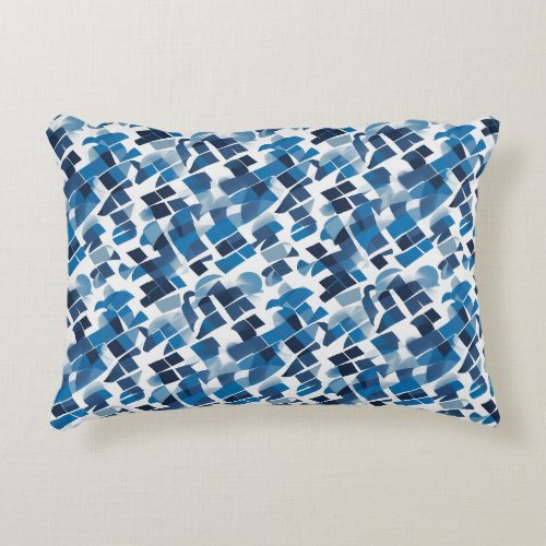 Chic Blue Geometric Plaid Modern Pattern Accent Pillow