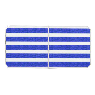 Chic Blue Geometric Stripes Beer Pong Table