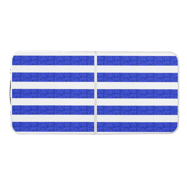 Chic Blue Geometric Stripes  Beer Pong Table (Top)