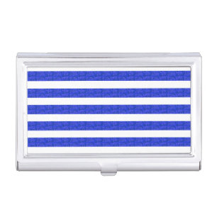 Chic Blue Geometric Stripes  Business Card Case
