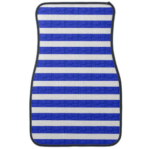 Chic Blue Geometric Stripes  Car Floor Mat