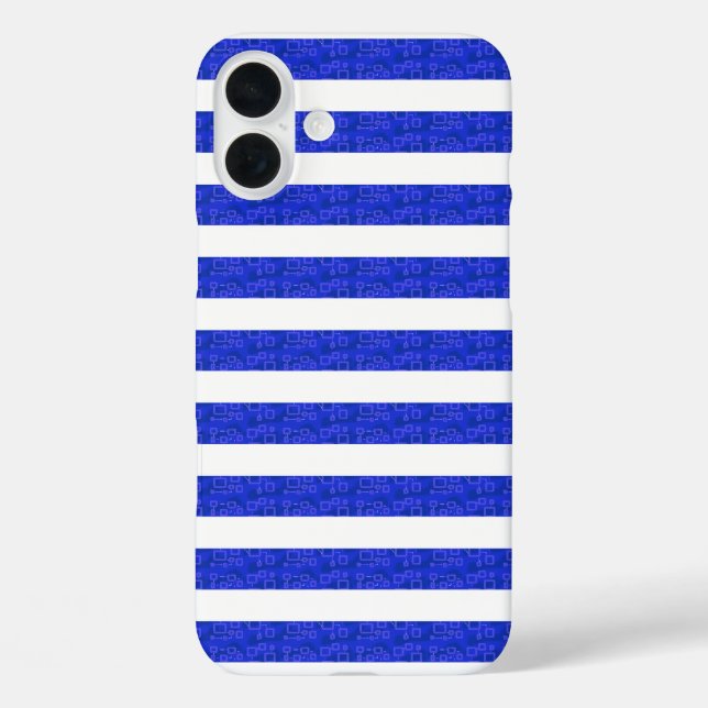 Chic Blue Geometric Stripes  Case-Mate iPhone Case (Back)