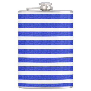 Chic Blue Geometric Stripes Flask