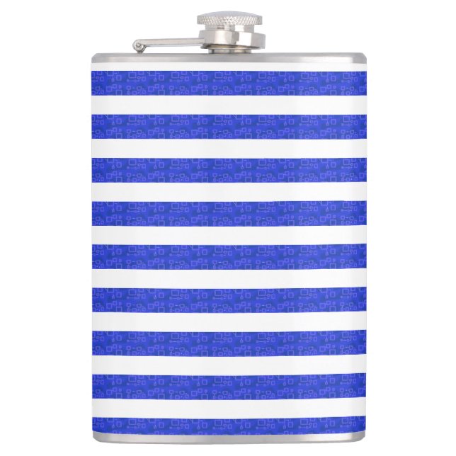 Chic Blue Geometric Stripes  Flask (Front)