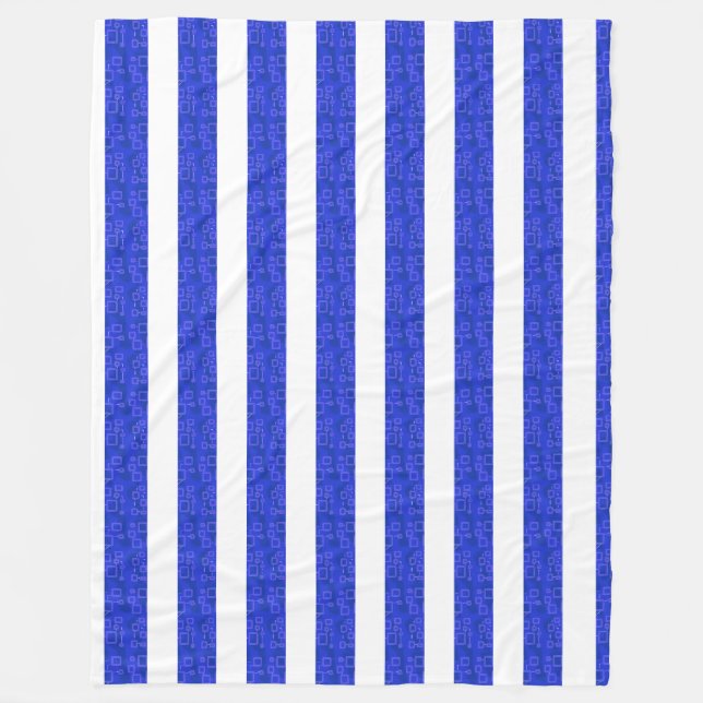 Chic Blue Geometric Stripes  Fleece Blanket (Front)