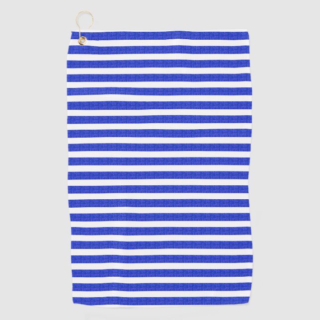 Chic Blue Geometric Stripes Golf Towel (Front)