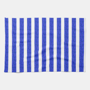 Chic Blue Geometric Stripes Kitchen Towel