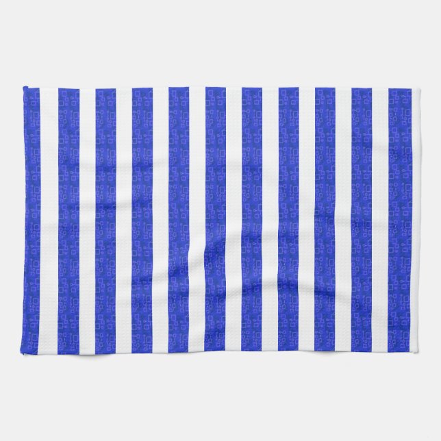 Chic Blue Geometric Stripes  Kitchen Towel (Horizontal)