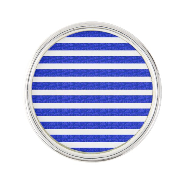 Chic Blue Geometric Stripes   Lapel Pin (Front)