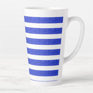 Chic Blue Geometric Stripes Latte Mug