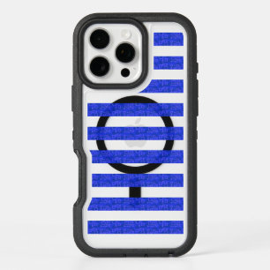 Chic Blue Geometric Stripes iPhone 16 Pro Max Case