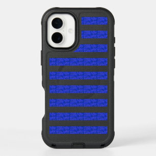 Chic Blue Geometric Stripes  iPhone 16 Plus Case