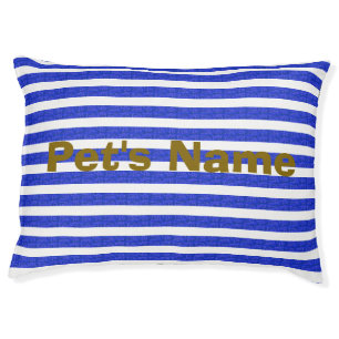 Chic Blue Geometric Stripes Pet Bed